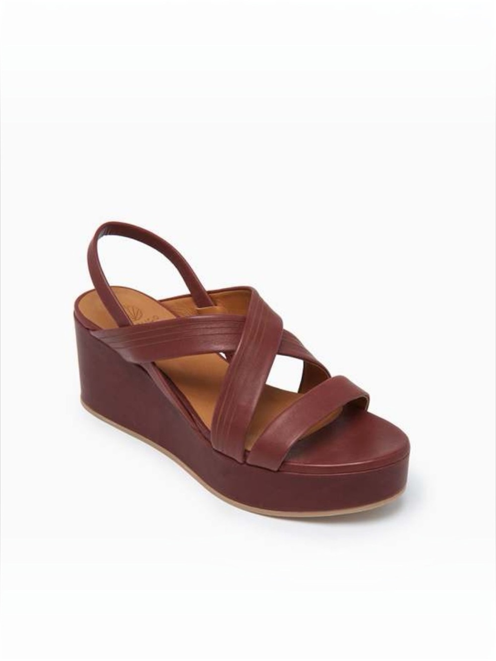 COCLICO Brown Leather Crisscross Wedge Sandal